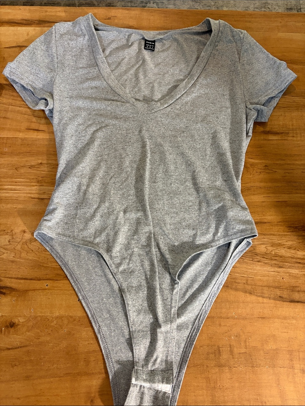Women's Gray V-Neck Bodysuit